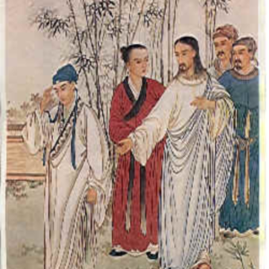 Chinese depiction of Jesus and the rich man (Mark 10) - 1879, Beijing, China